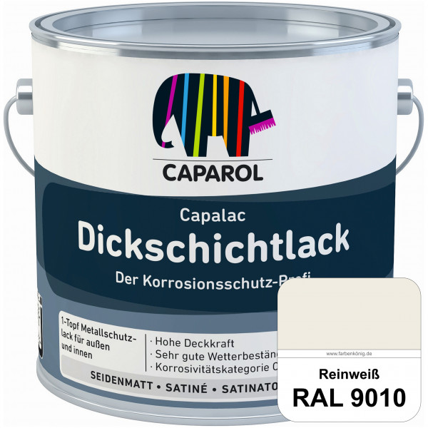 Capalac Dickschichtlack (RAL 9010 Reinweiß) 1-Topf Metallschutzlack (löselmittelhaltig) innen & auße