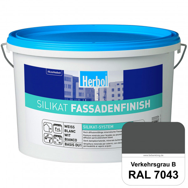 Silikat FassadenFinish (RAL 7043 Verkehrsgrau B) mineralische Fassadenfarbe für den natürlichen Fass