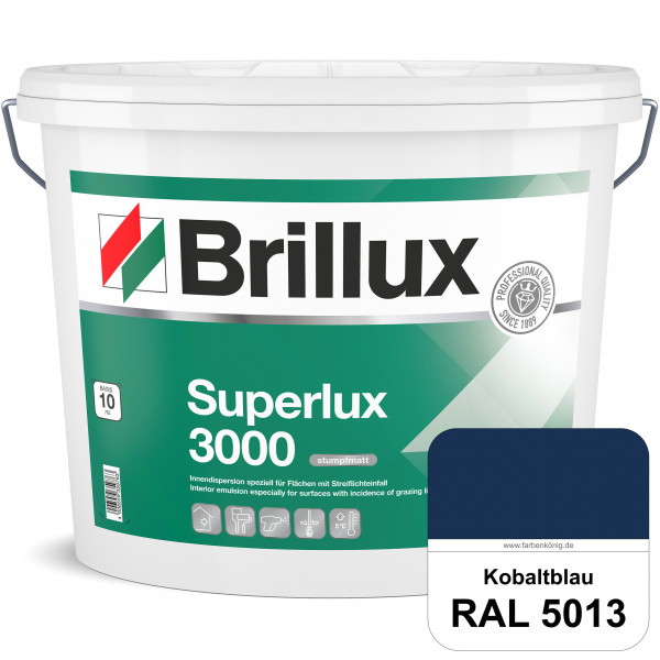 Superlux 3000 (RAL 5013 Kobaltblau) hoch deckende stumpfmatte Innen-Dispersionsfarbe - streiflichtun