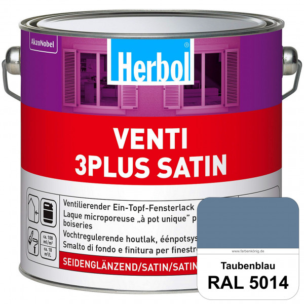 Venti 3Plus Satin (RAL 5014 Taubenblau) feuchtigkeitregulierender & seidenglänzender Ein-Topf-Fenste