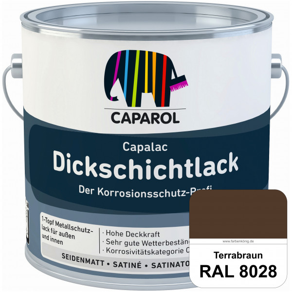Capalac Dickschichtlack (RAL 8028 Terrabraun) 1-Topf Metallschutzlack (löselmittelhaltig) innen & au