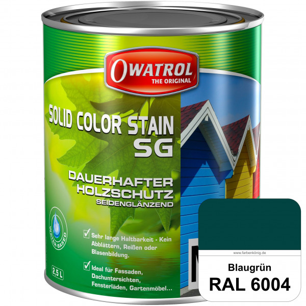 Solid Color Stain SG (RAL 6004 Blaugrün) deckende und seidenglänzende Wetterschutzfarbe außen