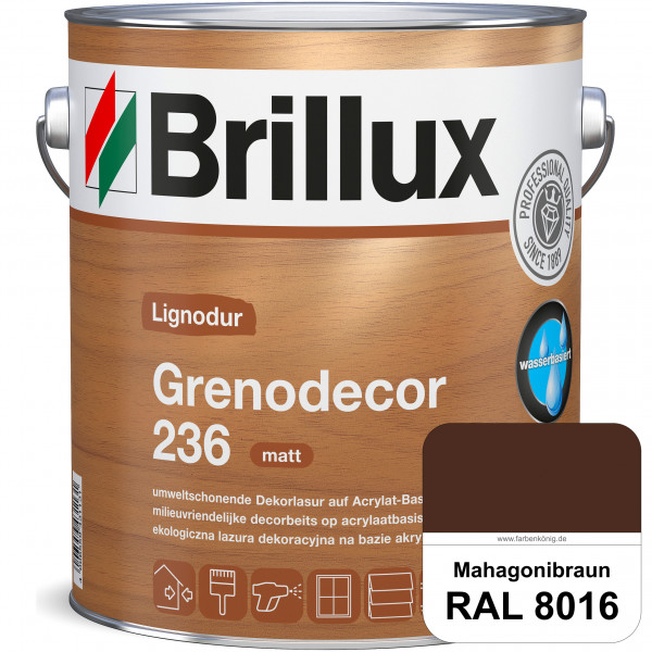 Grenodecor 236 (RAL 8016 Mahagonibraun) Umwelt- und gesundheitsschonende, diffusionsfähige Dekorlasu