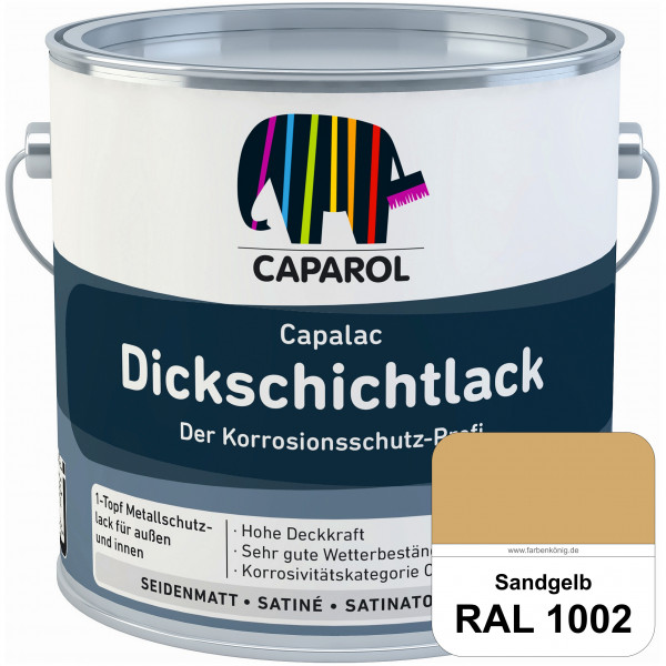 Capalac Dickschichtlack (RAL 1002 Sandgelb) 1-Topf Metallschutzlack (löselmittelhaltig) innen & auße