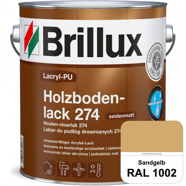 Lacryl-PU Holzbodenlack 274 (RAL 1002 Sandgelb) hochwertige & widerstandsfähige, deckende Versiegelu