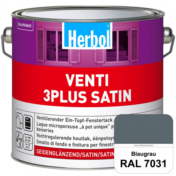 Venti 3Plus Satin (RAL 7031 Blaugrau) feuchtigkeitregulierender & seidenglänzender Ein-Topf-Fensterl