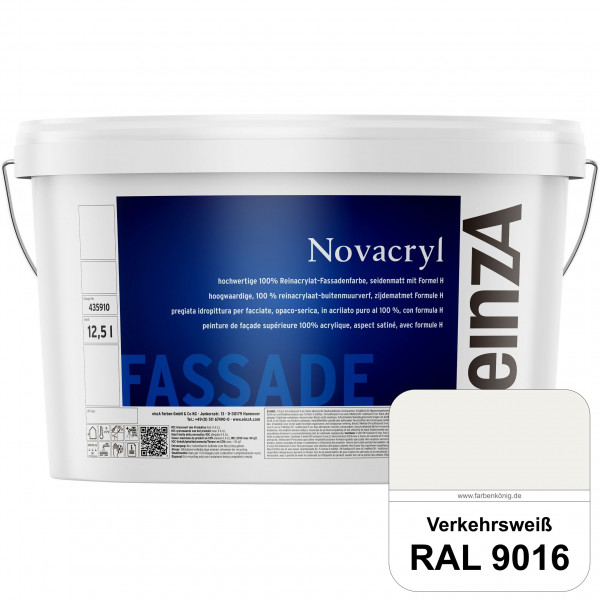 einzA Novacryl (RAL 9016 Verkehrsweiß) Reinacrylat-Fassadenfarbe, seidenmatt