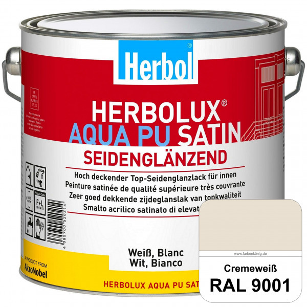 Herbolux Aqua PU Satin (RAL 9001 Cremeweiß) Wasserverdünnbarer Top-PU-Seidenglanzlack (Innen)