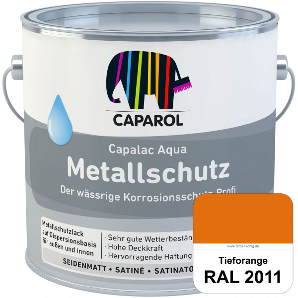 Capalac Aqua Metallschutz (RAL 2011 Tieforange) wasserbasierter Korrosionsschutz für Stahl & verzink