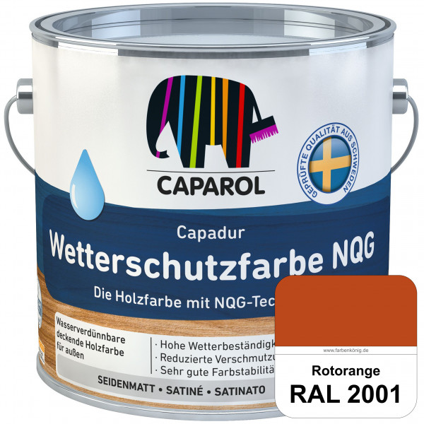 Capadur Wetterschutzfarbe NQG (RAL 2001 Rotorange) Holzfarbe mit NQG-Technologie wasserbasiert für a