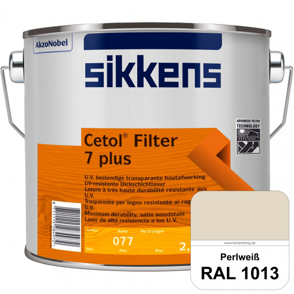 Cetol Filter 7 PLUS (RAL 1013 Perlweiß) Seidenglänzende Dickschichtlasur (Long-Life-Lasur) für außen