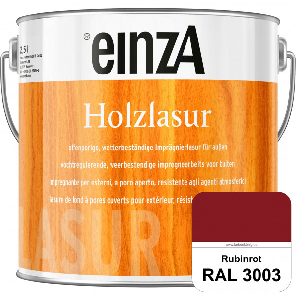 einzA Holzlasur (RAL 3003 Rubinrot) Offenporige Imprägnierlasur für Außen-Holzbauteile