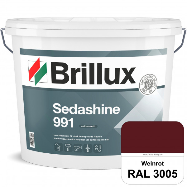 Sedashine 991 (RAL 3005 Weinrot) Seidenmatte Innendispersion für hoch strapazierfähige & gut reinigu