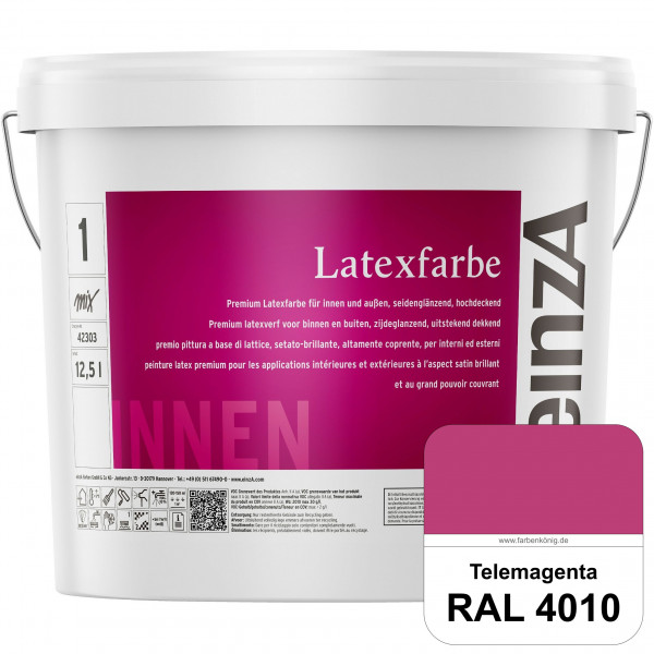 einzA Latexfarbe Premium (RAL 4010 Telemagenta) Hochwertige scheuerbeständige seidenglänzende Latexf