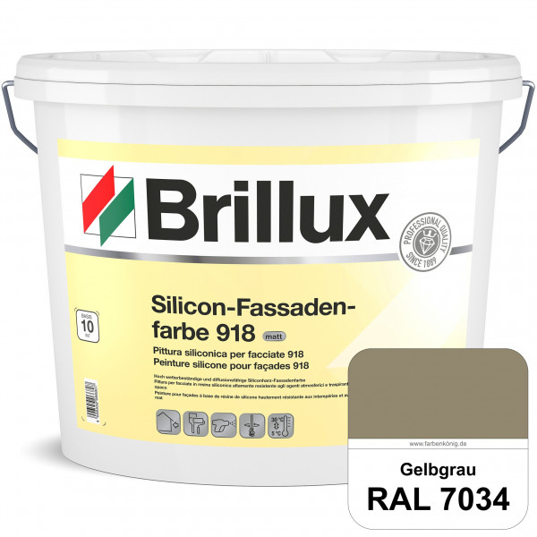 Silicon-Fassadenfarbe 918 (RAL 7034 Gelbgrau) matt, hoch wetterbeständig und wasserabweisend