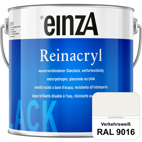 einzA Reinacryl (RAL 9016 Verkehrsweiß) wetterbeständige glänzende Acryl-PU-Lackfarbe
