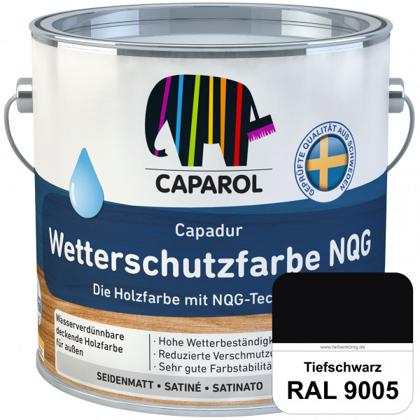 Capadur Wetterschutzfarbe NQG (RAL 9005 Tiefschwarz) Holzfarbe mit NQG-Technologie wasserbasiert für