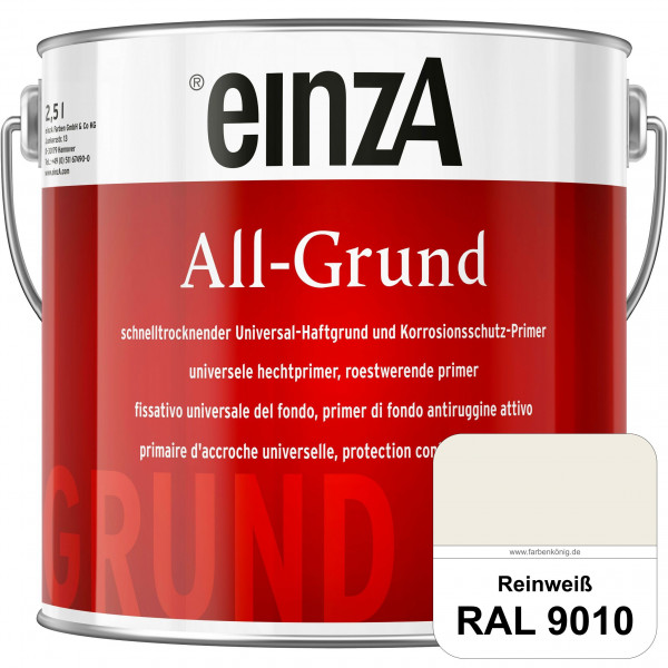 einzA All-Grund (RAL 9010 Reinweiß) Schnelltrocknender Haftgrund & Korrosionsschutz-Primer