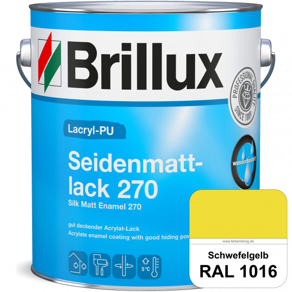 Lacryl-PU Seidenmattlack 270 (RAL 1016 Schwefelgelb) PU-verstärkt (wasserbasiert) für außen und inne