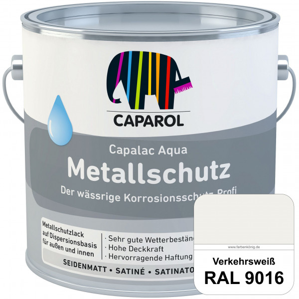 Capalac Aqua Metallschutz (RAL 9016 Verkehrsweiß) wasserbasierter Korrosionsschutz für Stahl & verzi