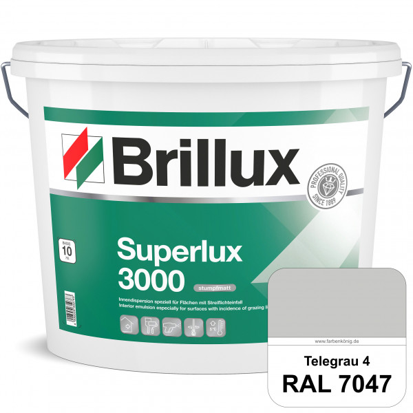 Superlux 3000 (RAL 7047 Telegrau 4) hoch deckende stumpfmatte Innen-Dispersionsfarbe - streiflichtun