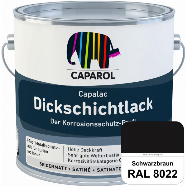 Capalac Dickschichtlack (RAL 8022 Schwarzbraun) 1-Topf Metallschutzlack (löselmittelhaltig) innen &