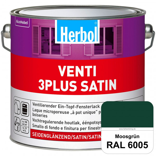 Venti 3Plus Satin (RAL 6005 Moosgrün) feuchtigkeitregulierender & seidenglänzender Ein-Topf-Fensterl