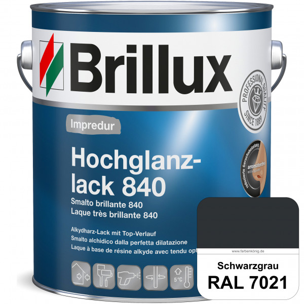 Impredur Hochglanzlack 840 (RAL 7021 Schwarzgrau) für Holz- und Metallflächen (löselmittelhaltig) in