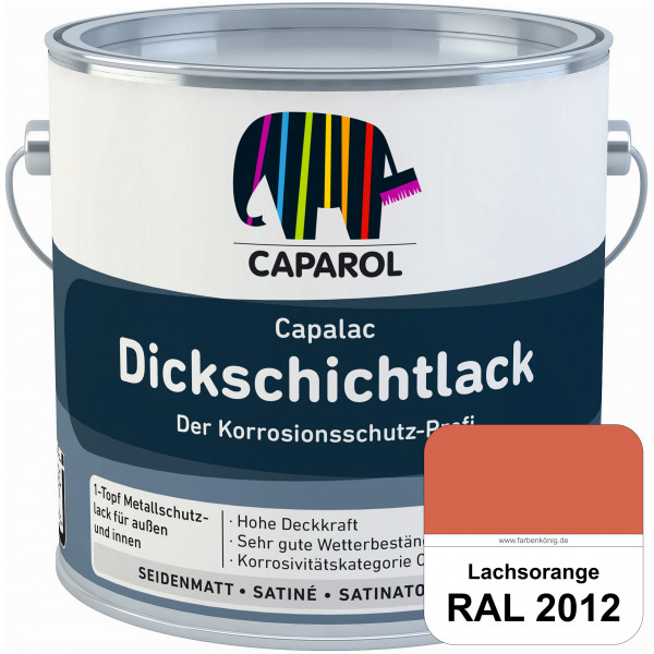 Capalac Dickschichtlack (RAL 2012 Lachsorange) 1-Topf Metallschutzlack (löselmittelhaltig) innen & a