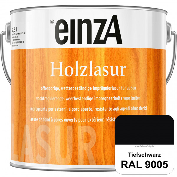 einzA Holzlasur (RAL 9005 Tiefschwarz) Offenporige Imprägnierlasur für Außen-Holzbauteile