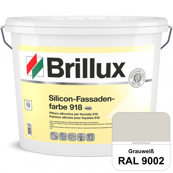 Silicon-Fassadenfarbe 918 (RAL 9002 Grauweiß) matt, hoch wetterbeständig und wasserabweisend