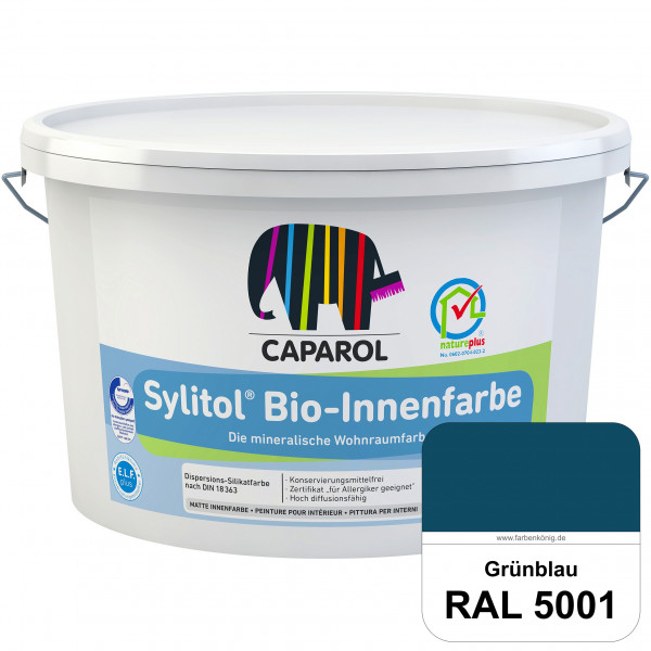 Sylitol® Bio-Innenfarbe (RAL 5001 Grünblau) Innenfarbe auf Silikatbasis – für Allergiker