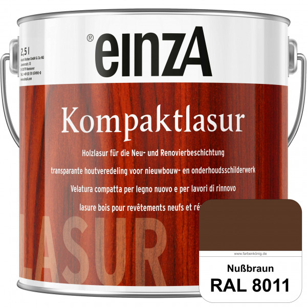 einzA Kompaktlasur (RAL 8011 Nussbraun) Lasuranstrich für den Neu- und Renovieranstrich