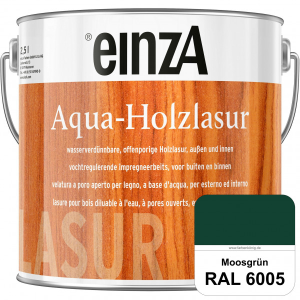 einzA Aqua-Holzlasur (RAL 6005 Moosgrün) wasserverdünnbare offenporige Holzlasur für Holzbauteile