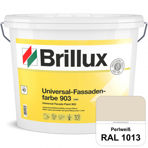 Universal-Fassadenfarbe 903 (RAL 1013 Perlweiß) wetterbeständige, sehr gut füllende & spannungsarme