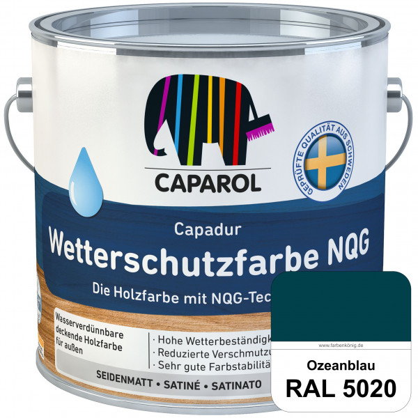 Capadur Wetterschutzfarbe NQG (RAL 5020 Ozeanblau) Holzfarbe mit NQG-Technologie wasserbasiert für a