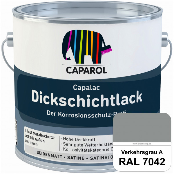 Capalac Dickschichtlack (RAL 7042 Verkehrsgrau A) 1-Topf Metallschutzlack (löselmittelhaltig) innen