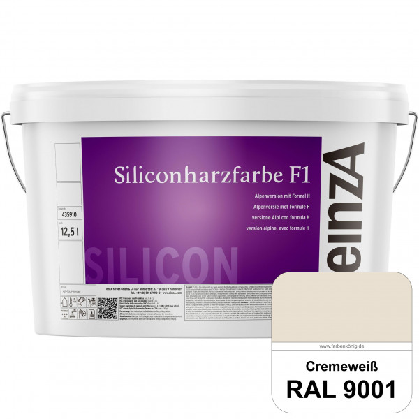 einzA Siliconharzfarbe F1 (RAL 9001 Cremeweiß) Universal Siliconharz-Fassadenfarbe, kalkmatt, wetter