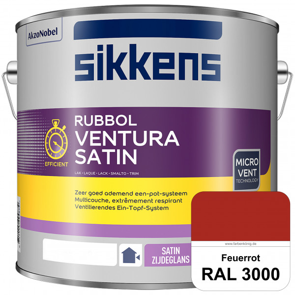 Rubbol Ventura Satin (RAL 3000 Feuerrot) Seidenglanzlack (lösemittelhaltig) Fenster & Türen außen