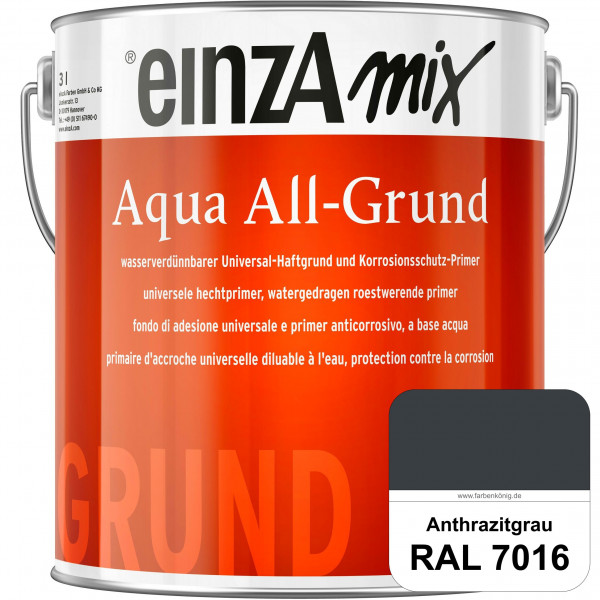 einzA Aqua All-Grund (RAL 7016 Anthrazitgrau) Wasserverdünnbarer Haftgrund & Korrosionsschutz-Primer