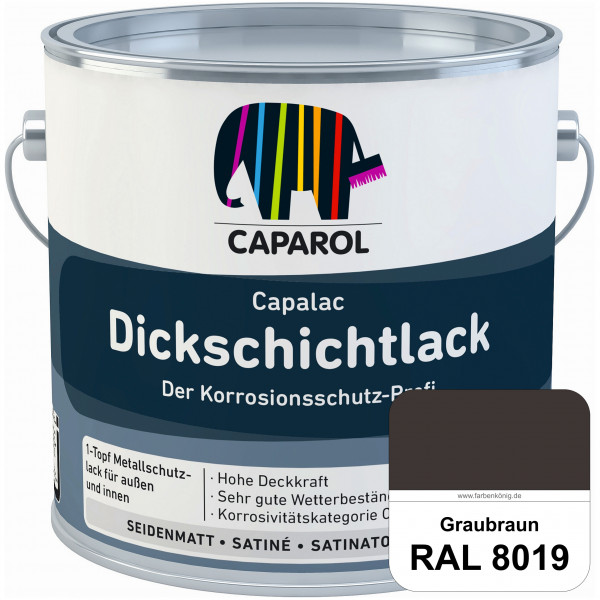 Capalac Dickschichtlack (RAL 8019 Graubraun) 1-Topf Metallschutzlack (löselmittelhaltig) innen & auß