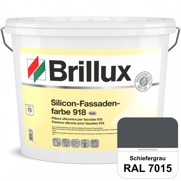 Silicon-Fassadenfarbe 918 TSR-Formel (RAL 7015 Schiefergrau) Fassadenfarbe auf Siliconharzbasis für