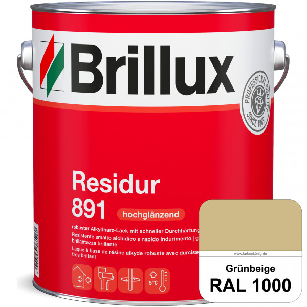 Residur 891 (RAL 1000 Grünbeige) widerstandsfähige, schnell trocknender Lack für grundierte Metallba
