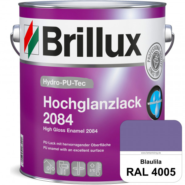 Hydro-PU-Tec Hochglanzlack 2084 (RAL 4005 Blaulila) wasserbasierter Hochglanzlack für Holz, Zink, Al