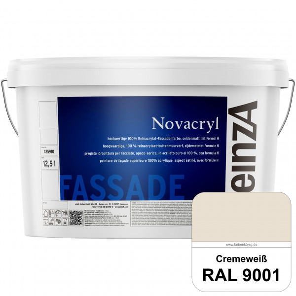 einzA Novacryl (RAL 9001 Cremeweiß) Reinacrylat-Fassadenfarbe, seidenmatt