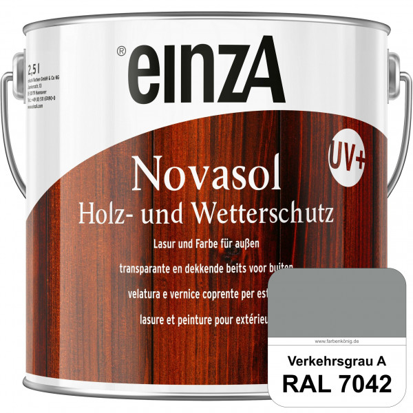 einzA Novasol HW Lasur (RAL 7042 Verkehrsgrau A) Lasierender Wetterschutz für außen