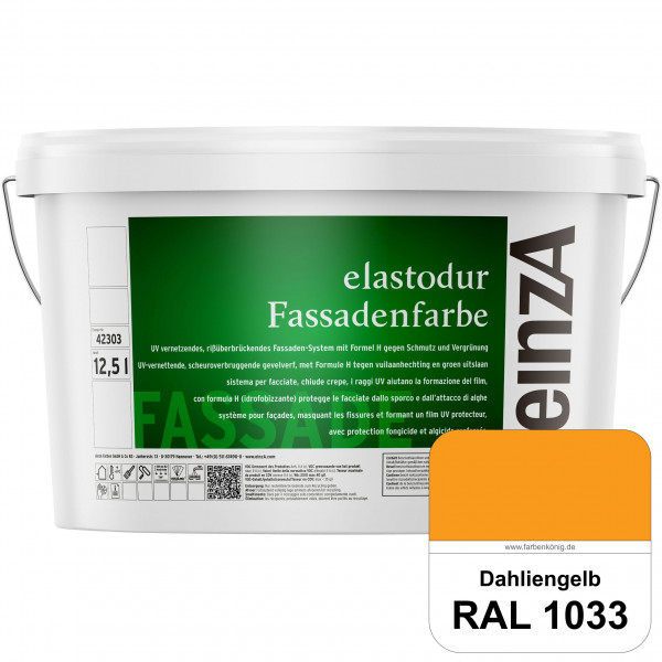 einzA elastodur Fassadenfarbe (RAL 1033 Dahliengelb) UV-vernetzendes & rissüberbrückendes Fassadenfa