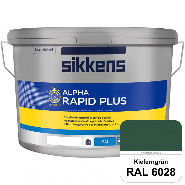Alpha Rapid Plus (RAL 6028 Kieferngrün) Hochwertige & stumpfmatte Wandfarbe für mittlere Belastungen