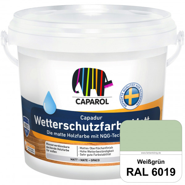 Capadur Wetterschutzfarbe Matt (RAL 6019 Weißgrün) matte Holzfarbe mit NQG-Technologie für außen