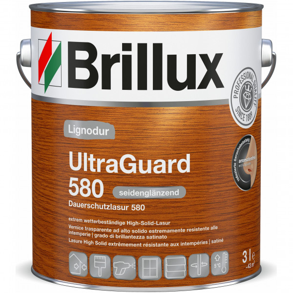 Lignodur UltraGuard 580 Dauerschutzlasur 580 mit Protect (B-Ware) - 3 Liter (Palisander)